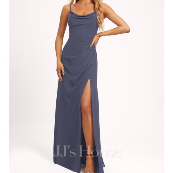 JJ’sHouse A-line Cowl Floor-Length Chiffon Bridesmaid Dress Size 8 - Picture 2 of 12